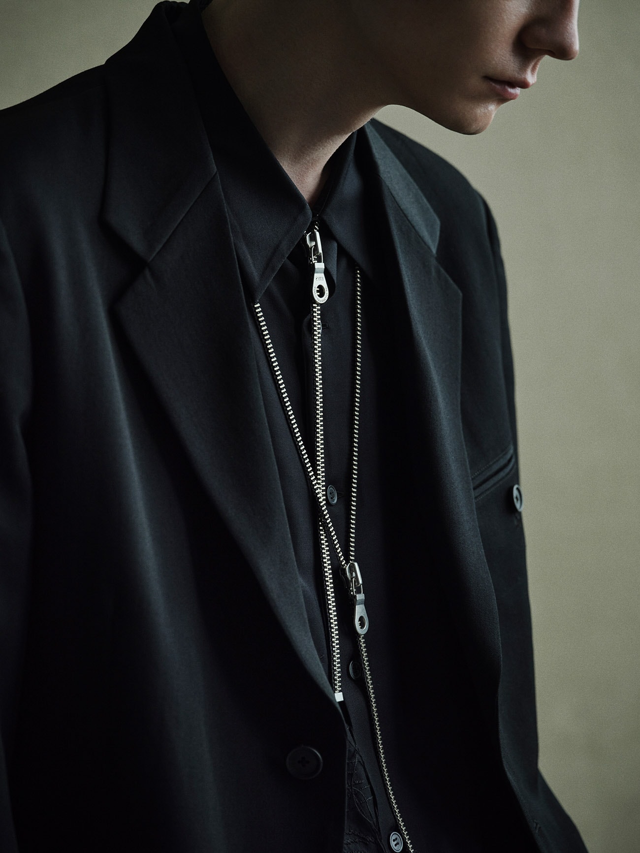 LAYERED ZIPPER NECKLACE(FREE SIZE Black): S'YTE｜THE SHOP YOHJI