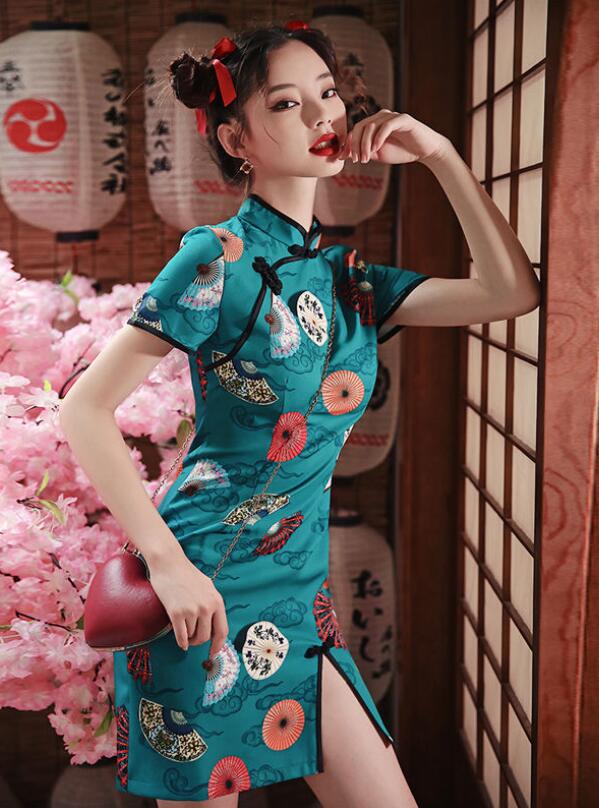 楽天市場】ミニチャイナドレス 膝丈 ショート丈 半袖 チャイナ服