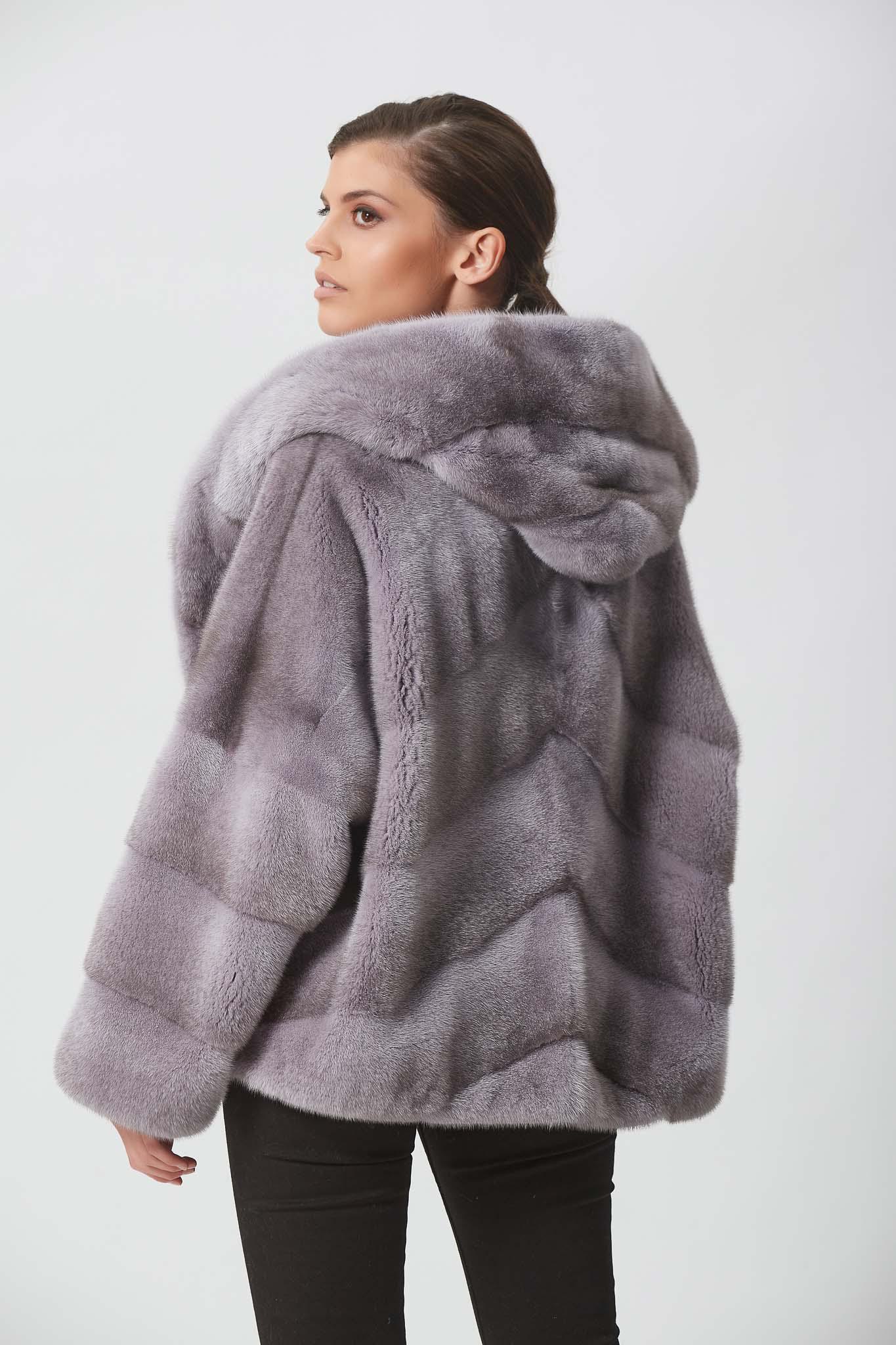 Silver Gray Cross Mink Short Jacket | Shopifur