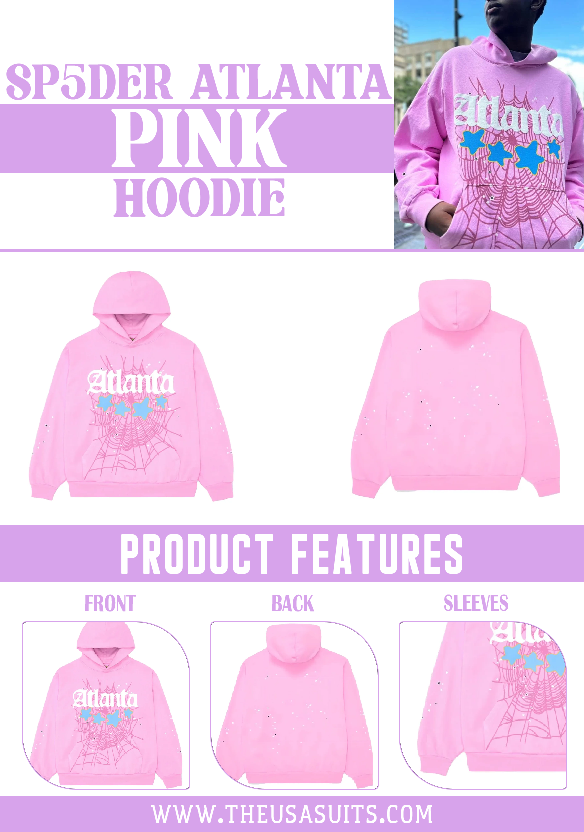Shop Now Sp5der Atlanta Hoodie Pink