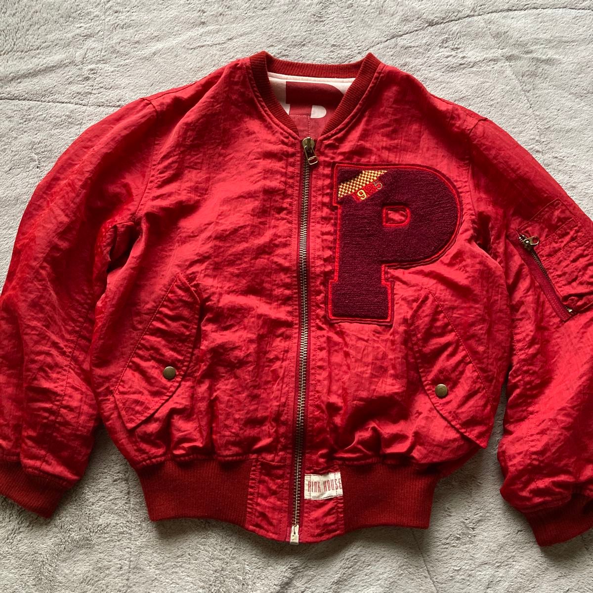 希少 90s PINK HOUSE ピンクハウス レッド MA-1 ワッペン ビッグロゴ