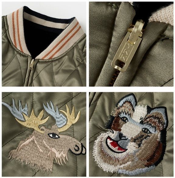 アラスカ スカジャン スーベニアジャケット 黒 白熊 鹿 刺繍 米軍