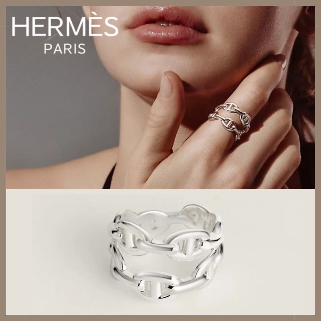 上品☆【HERMES】シェーヌダンクル アンシェネ 2連 リング (HERMES