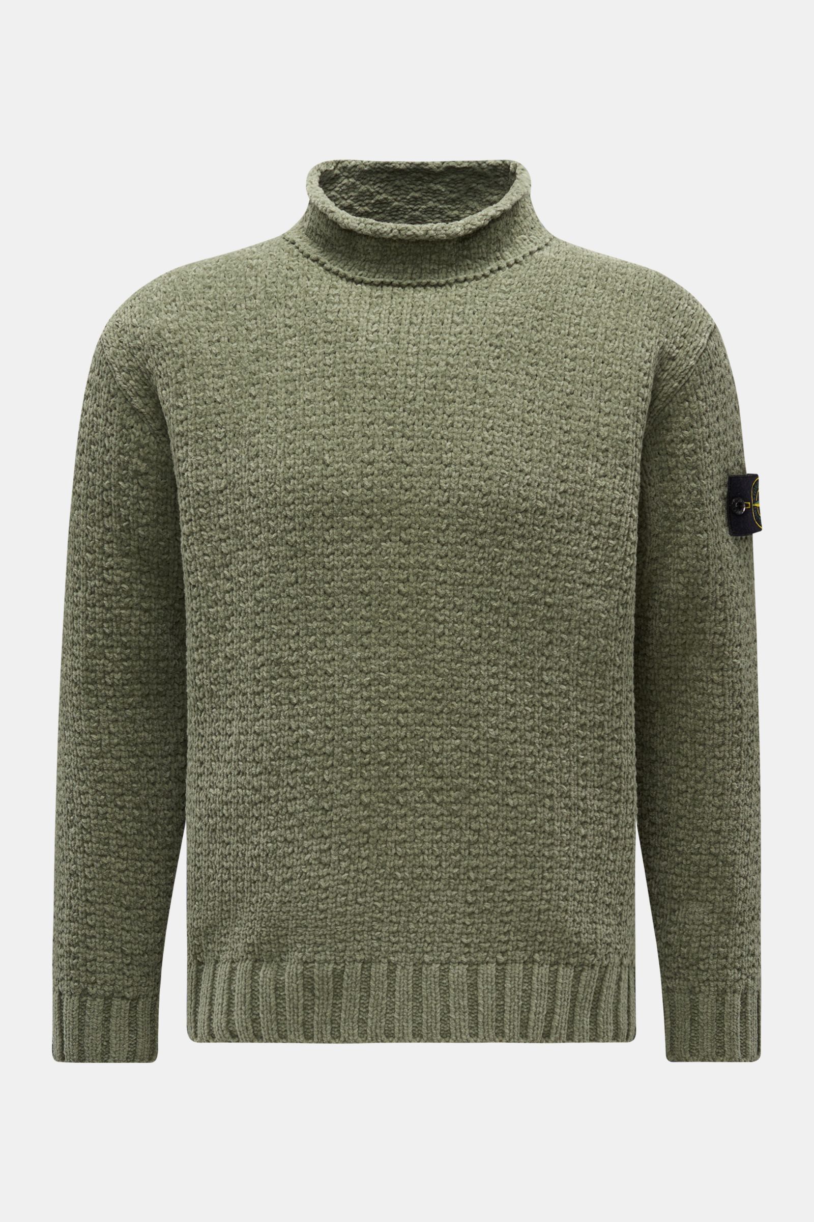 STONE ISLAND mock neck jumper 'Cotton Chenille' grey-green | BRAUN