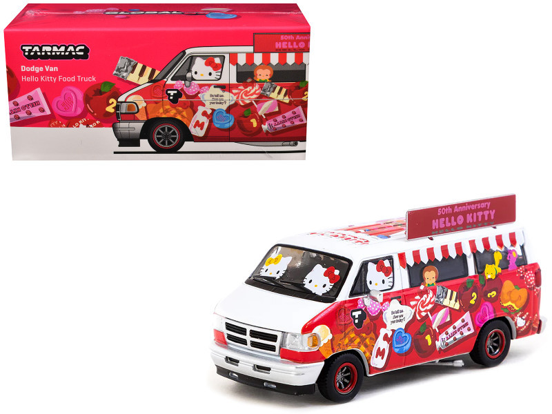1/64 Tarmac Works Dodge Van Hello Kitty Food Truck Diecast Car