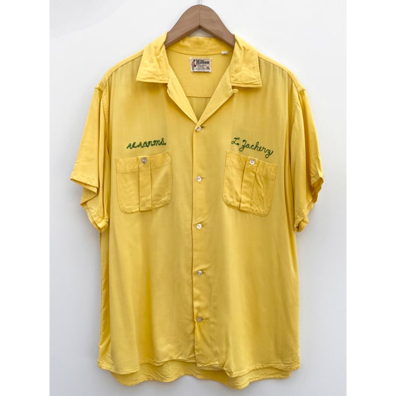 60s Hilton BOWLING SHIRT MADE IN USA 🇺🇸 Size L