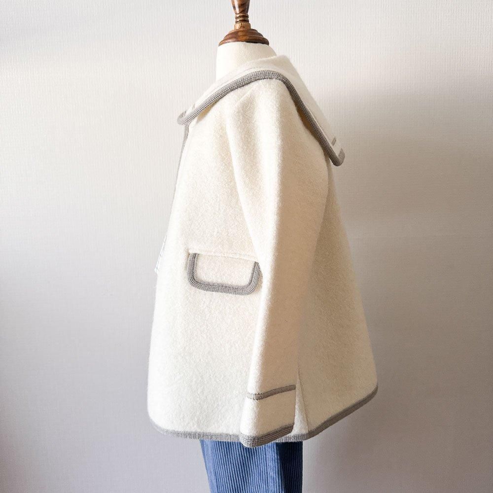 Amaia Kids - Big collar coat - White アマイアキッズ - ウールコート