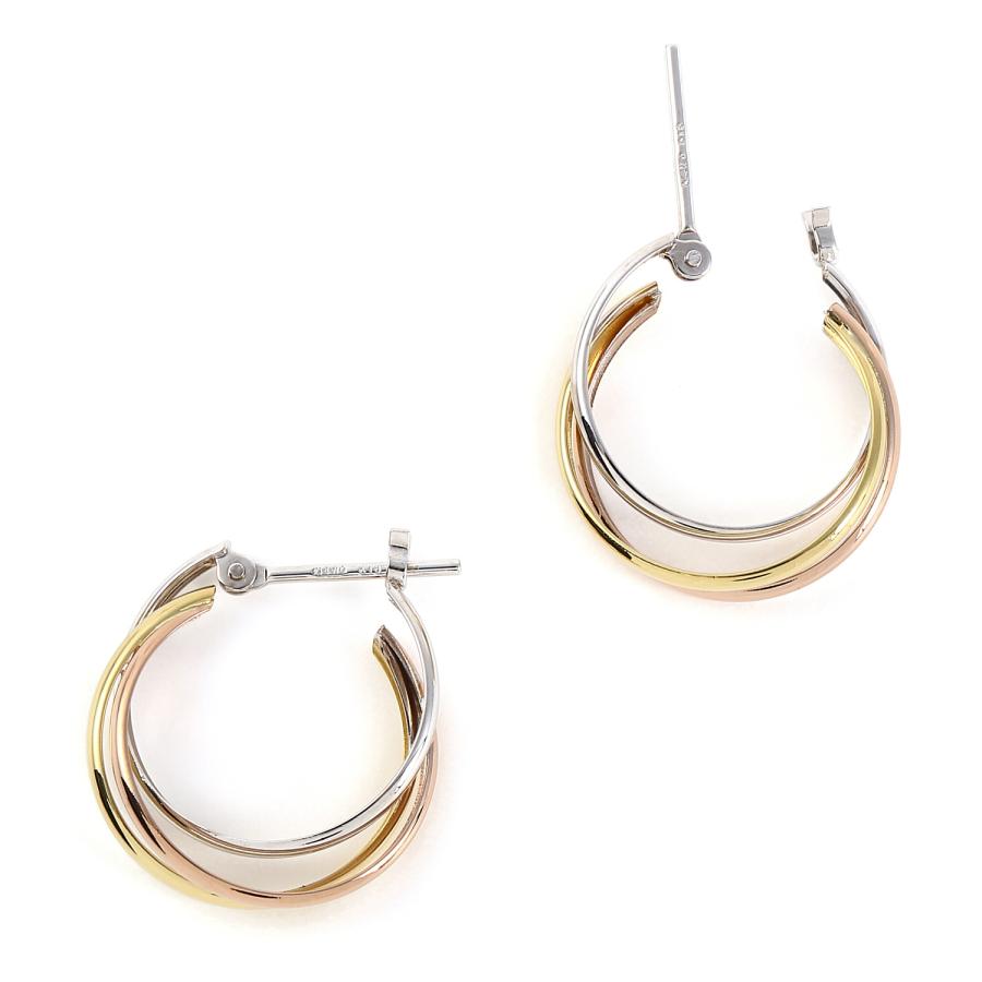 フープ ピアス スリーカラー K18 K14 3色 両耳 ゴールド レディース