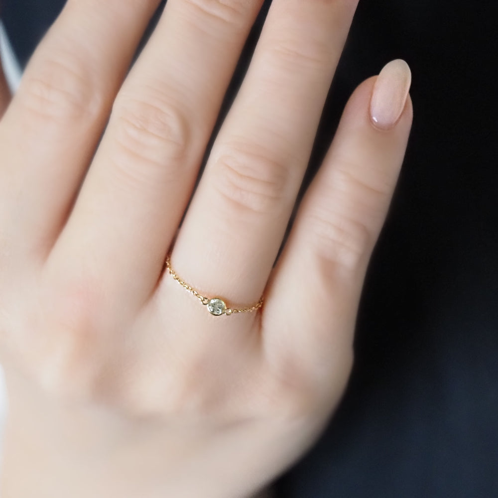 K18 Bezel/ベゼル ダイヤモンド0.1ct チェーンリング｜山梨県甲府市の