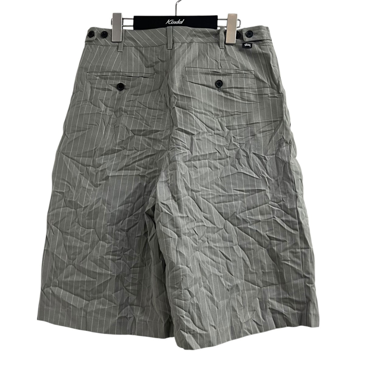 stussy(ステューシー) シワ加工ストライプハーフパンツ グレー サイズ