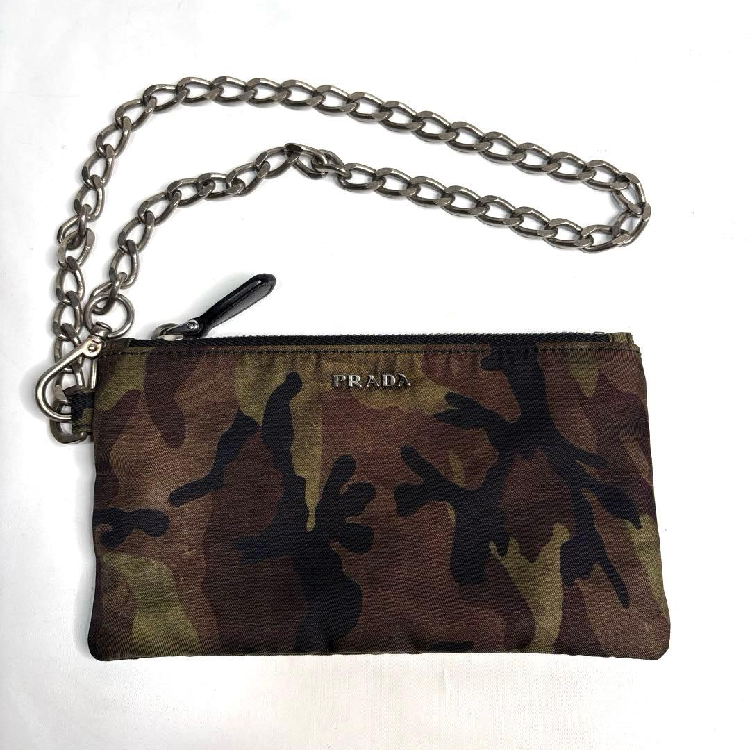 PRADA プラダ ナイロン カモフラ チェーン 財布 小銭入れ ケース PRADA プラダ ナイロン カモフラ チェーン 財布 小銭入れ コインケース