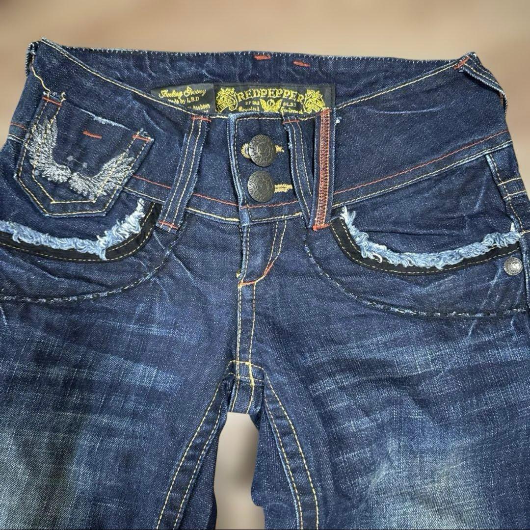RED PEPPERレッドペッパー 天使の羽ロゴ刺繍 フレアデニムY2K 00s