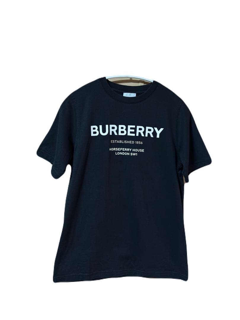 BURBERRY ブラック Tシャツ 12Y 大人も着れる チェックトリム コットンTシャツ (ブラック) - ウィメンズ, コットン
