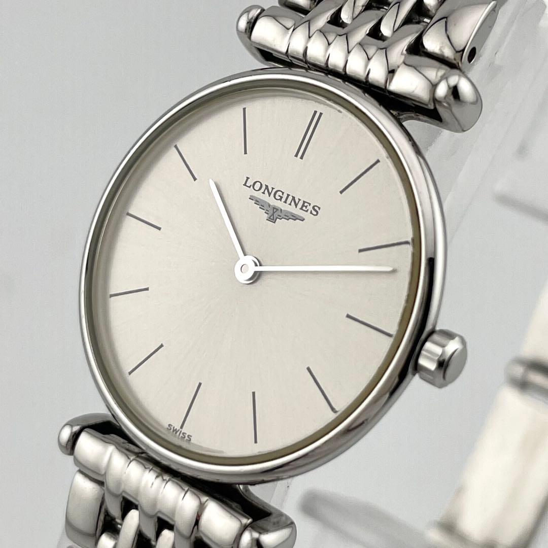 【稼働/新品電池】ロンジン　グランドクラシック　腕時計　純正ベルト　シルバー ロンジン LONGINES 純正 11mm カーフ ブラック 尾錠なし 時計バンド
