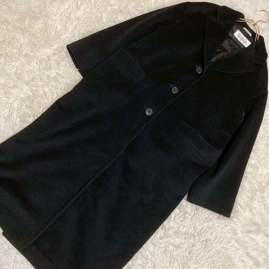 MaxMara チェスターロングコート ブラック 38 キレイめ フォーマル Max Mara（マックスマーラ） チェスターコート MANUEL マニュエラ