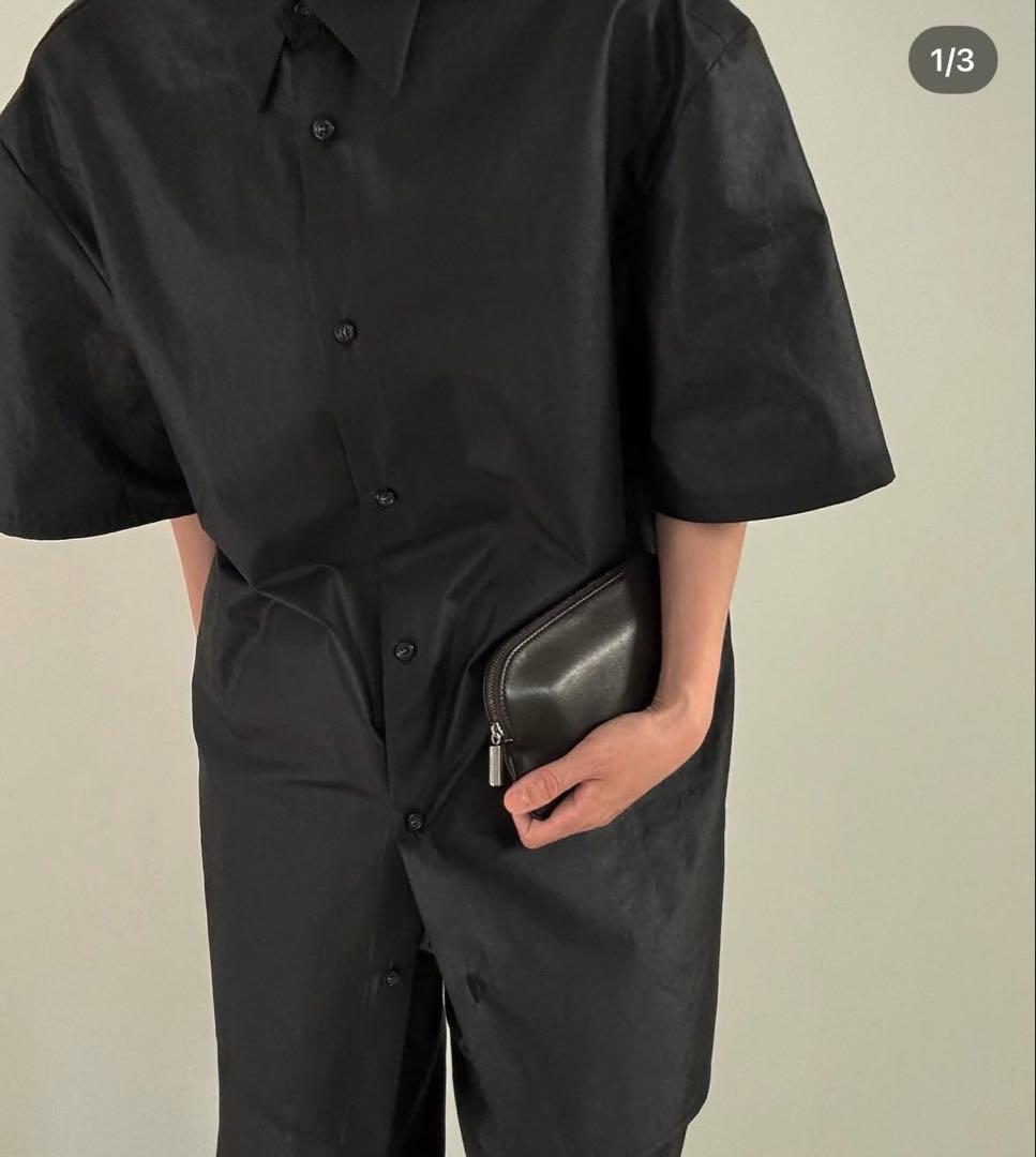 トップス digne glossy shirt executive-short-sleeve-white-