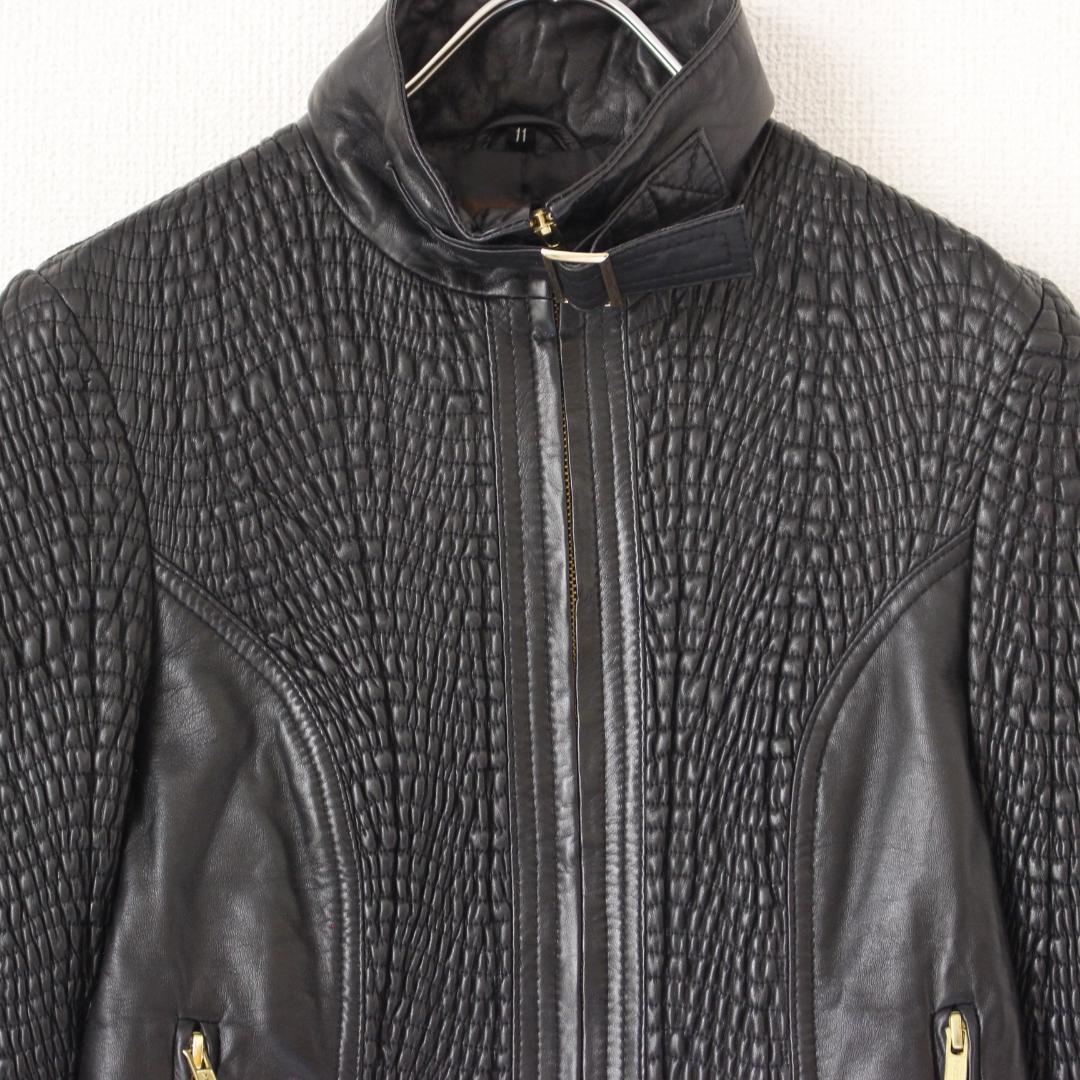 BALMAIN ラムレザージャケット Lサイズ ブラック スタンドカラー 本革